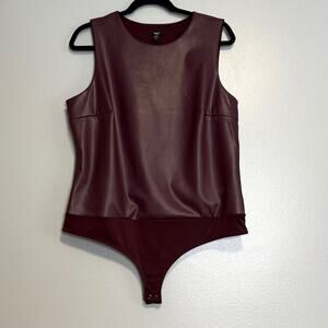 Express Body Contour Faux Leather Sleeveless Bodysuit NEW XL